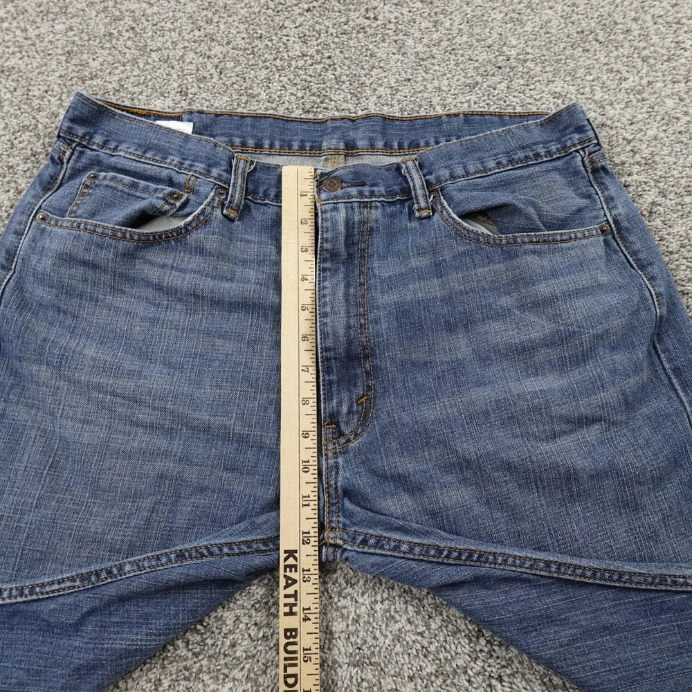 Levis Jeans Mens 38X29 Dark Blue Denim Pants 505  Straight Leg Whiskered Western